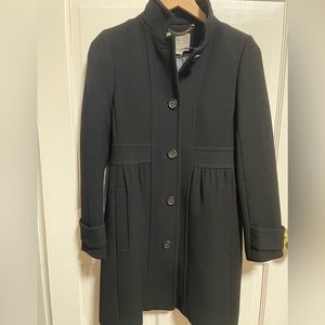 J. Crew Black Top Coat in Double Cloth Italian Wool